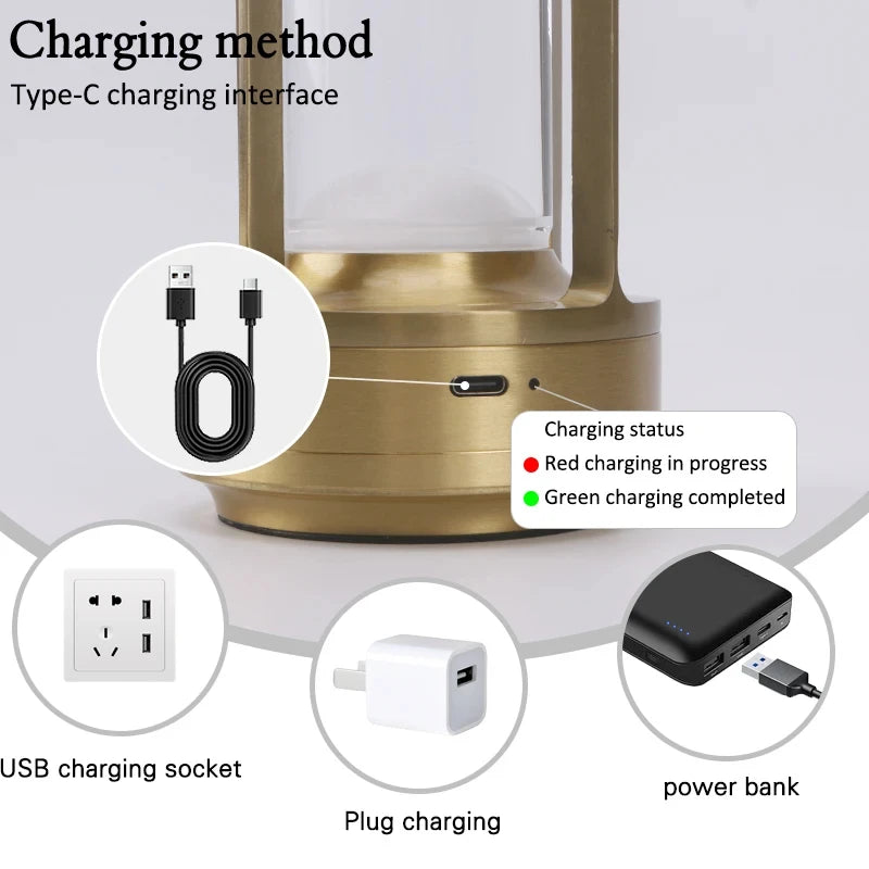 Cordless Lantern Table Lamp, Rechargeable Soft Ambient Glow