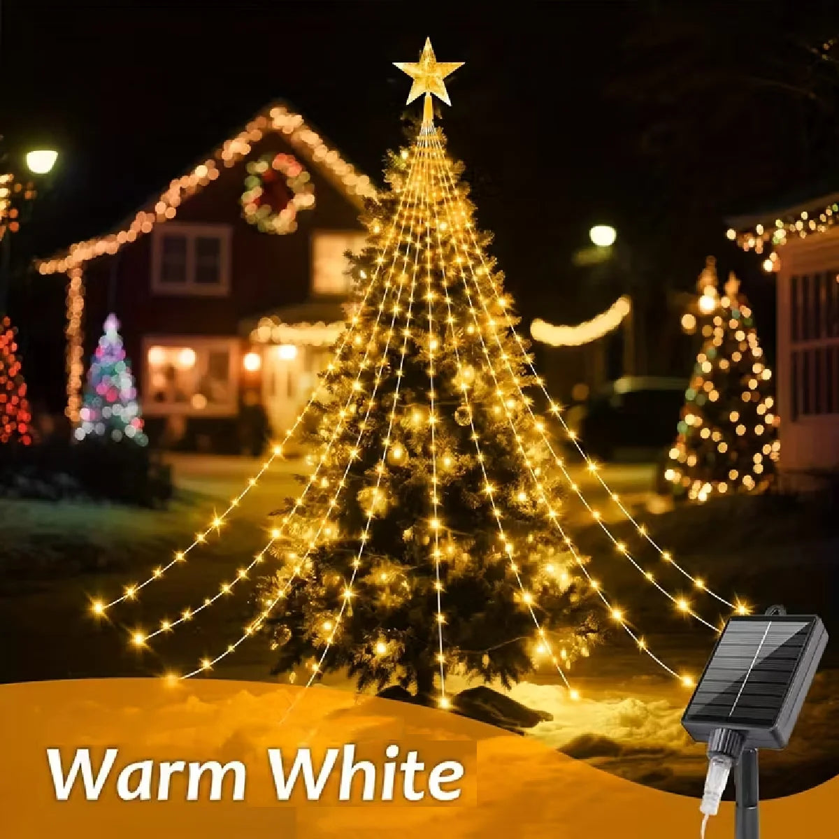 Star Waterfall Christmas Lights, USB or Solar, 3 m with Remote