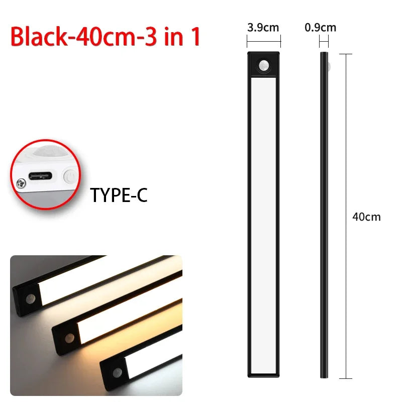 Rechargeable Under Cabinet Light with Motion Sensor, 3 Light Colors