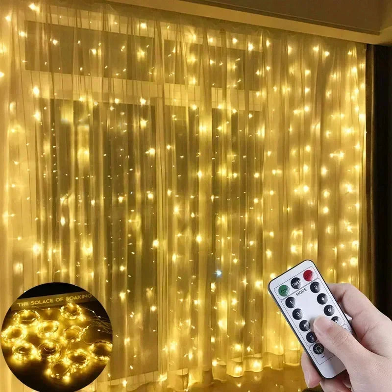 USB Window Curtain Fairy Lights with Remote, 3 m Wide