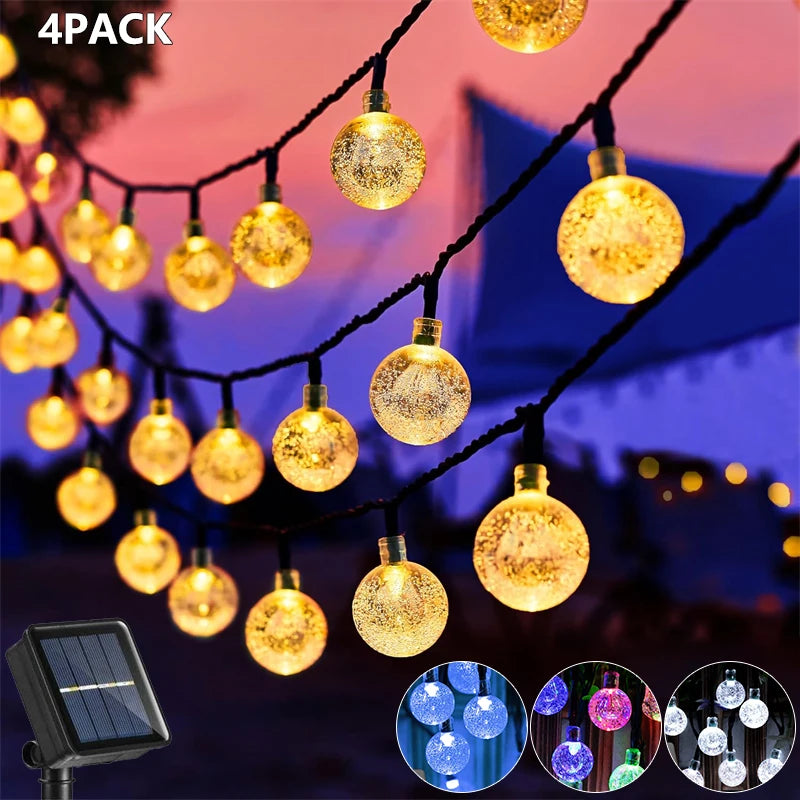 Solar Crystal Globe String Lights, 11 m, 60 LEDs, 8 Modes