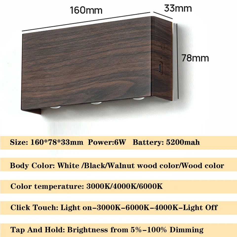 Up and Down Rechargeable Wall Light with Remote, 3 Light Colors