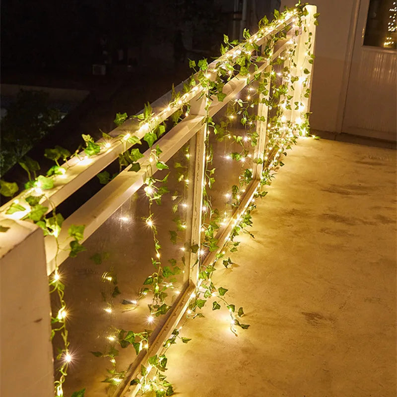 Battery Ivy Leaf Fairy Lights, 10 m Garland with 100 LEDs