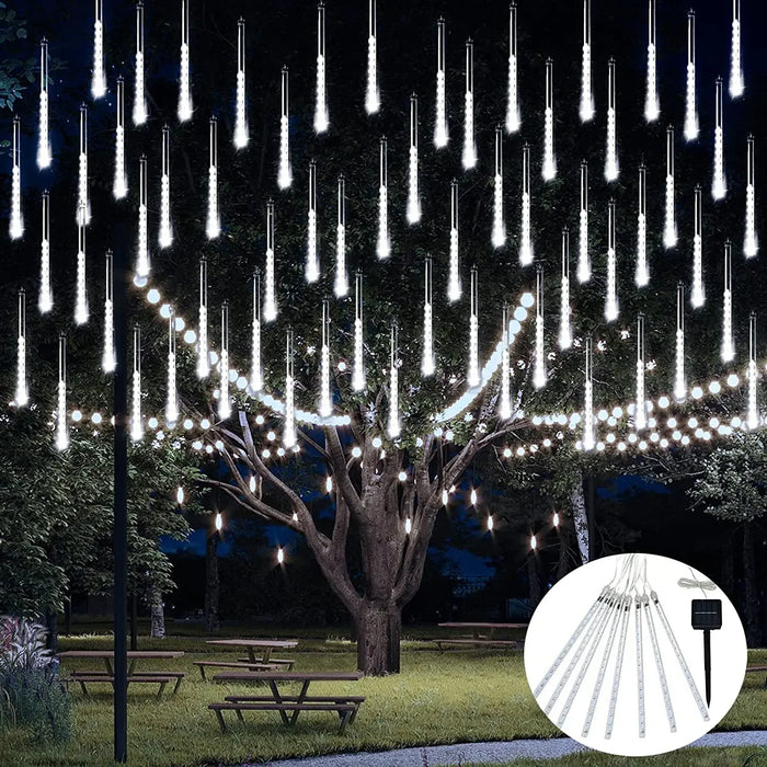 Solar Meteor Shower Lights, Falling Raindrop LED Tubes, 8 Tubes