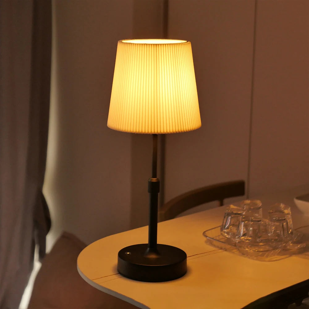 Cordless Fabric Shade Table Lamp, Warm 2700K and Dimmable