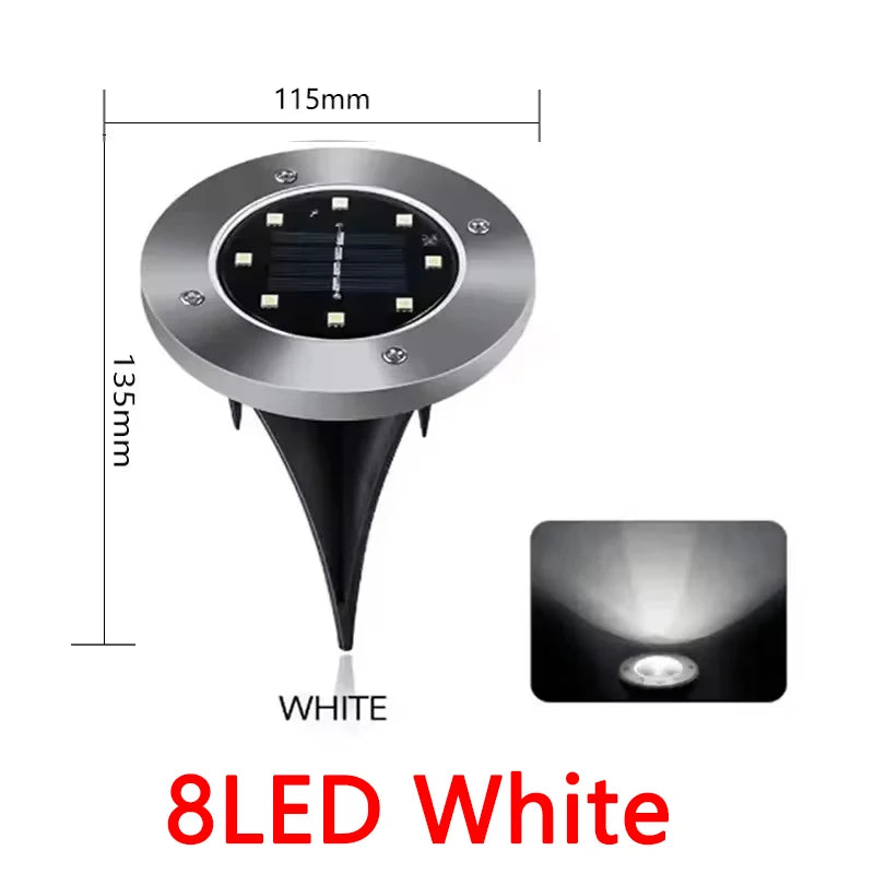 Solar Disk Ground Lights, In-Ground Pathway Lights, 4 or 8 Pack