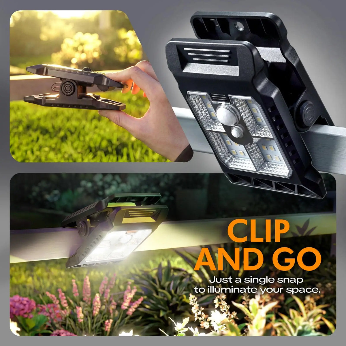 Solar Clip-On Motion Sensor Lights for Fences and Patios, 2 or 4 Pack