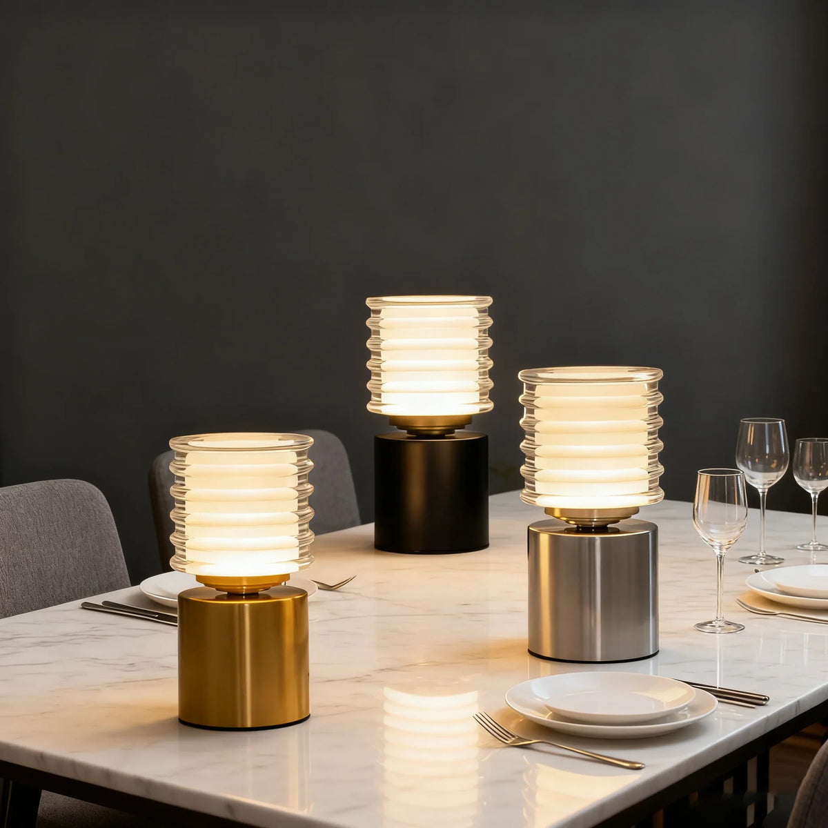 Mini Metal Cordless Table Lamp, Rechargeable with Touch Control