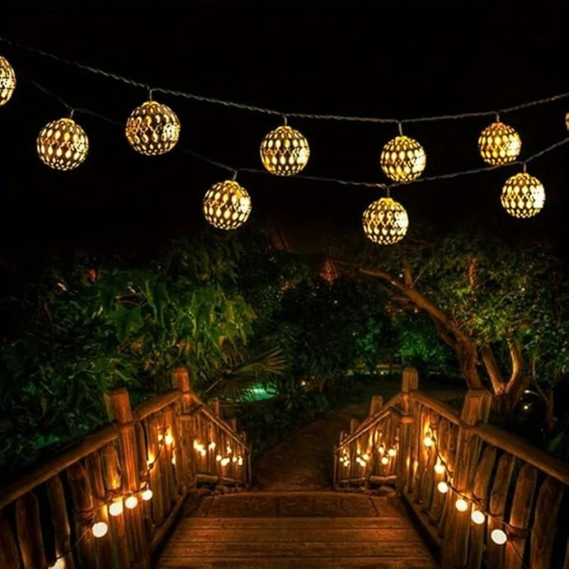 Solar Moroccan Ball String Lights, 8 Modes, IP65