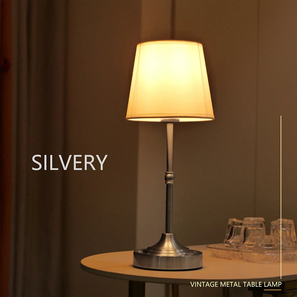 Cordless Fabric Shade Table Lamp, Warm 2700K and Dimmable