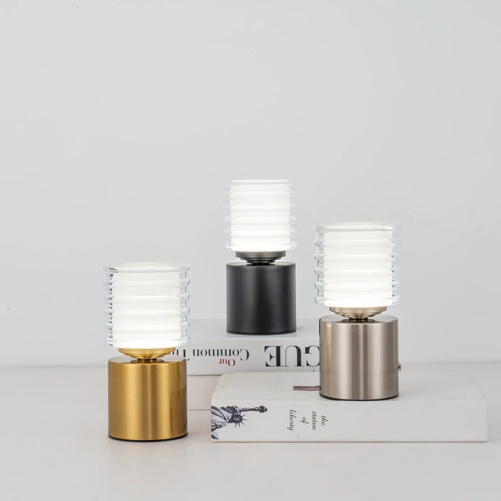 Mini Metal Cordless Table Lamp, Rechargeable with Touch Control