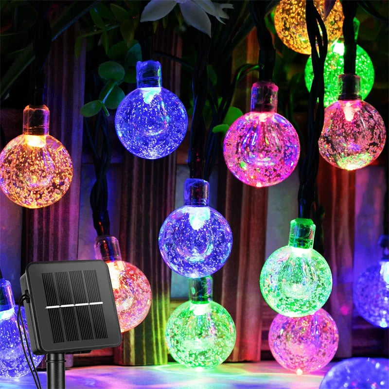 Solar Crystal Globe String Lights, 11 m, 60 LEDs, 8 Modes