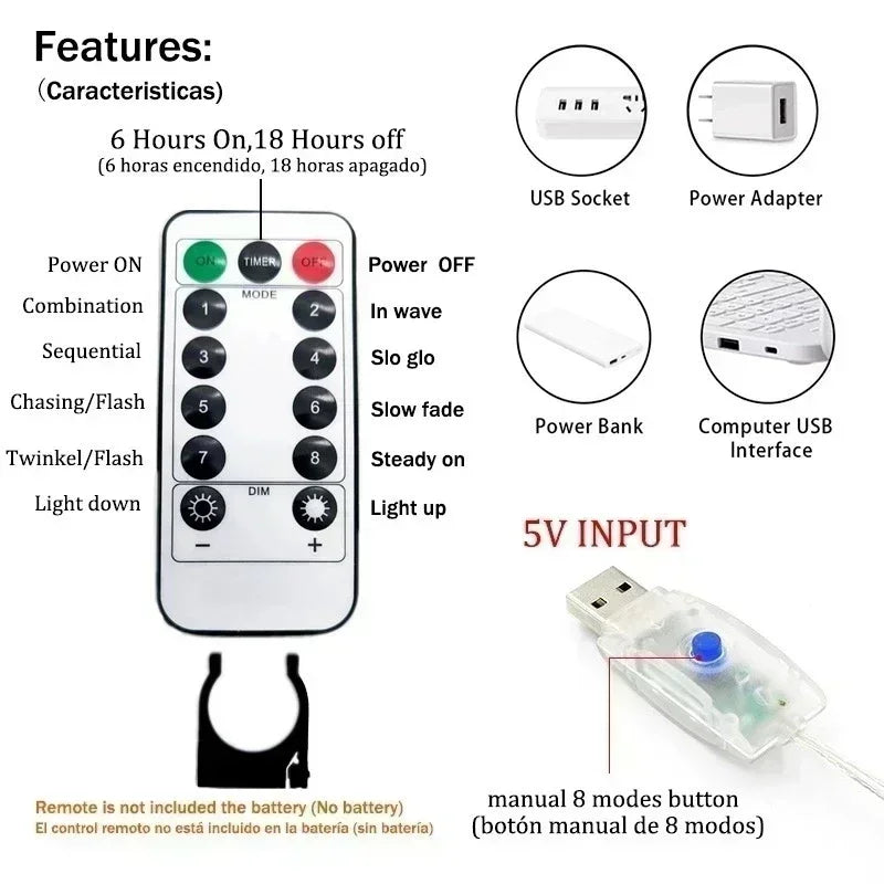 USB Window Curtain Fairy Lights with Remote, 3 m Wide