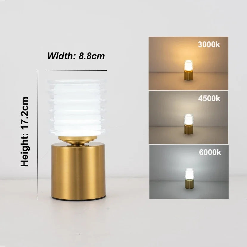 Mini Metal Cordless Table Lamp, Rechargeable with Touch Control