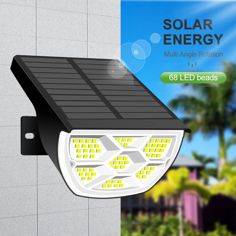 Solar Landscape Spotlight, 68 or 72 LEDs, IP65, 3 Modes