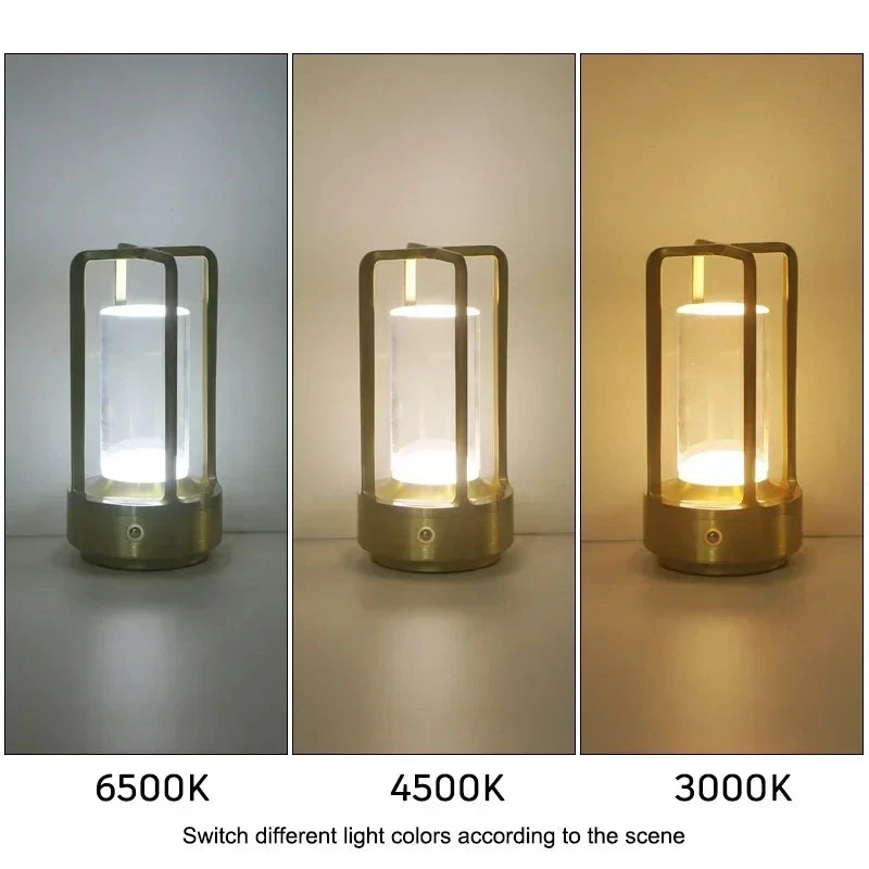 Cordless Lantern Table Lamp, Rechargeable Soft Ambient Glow