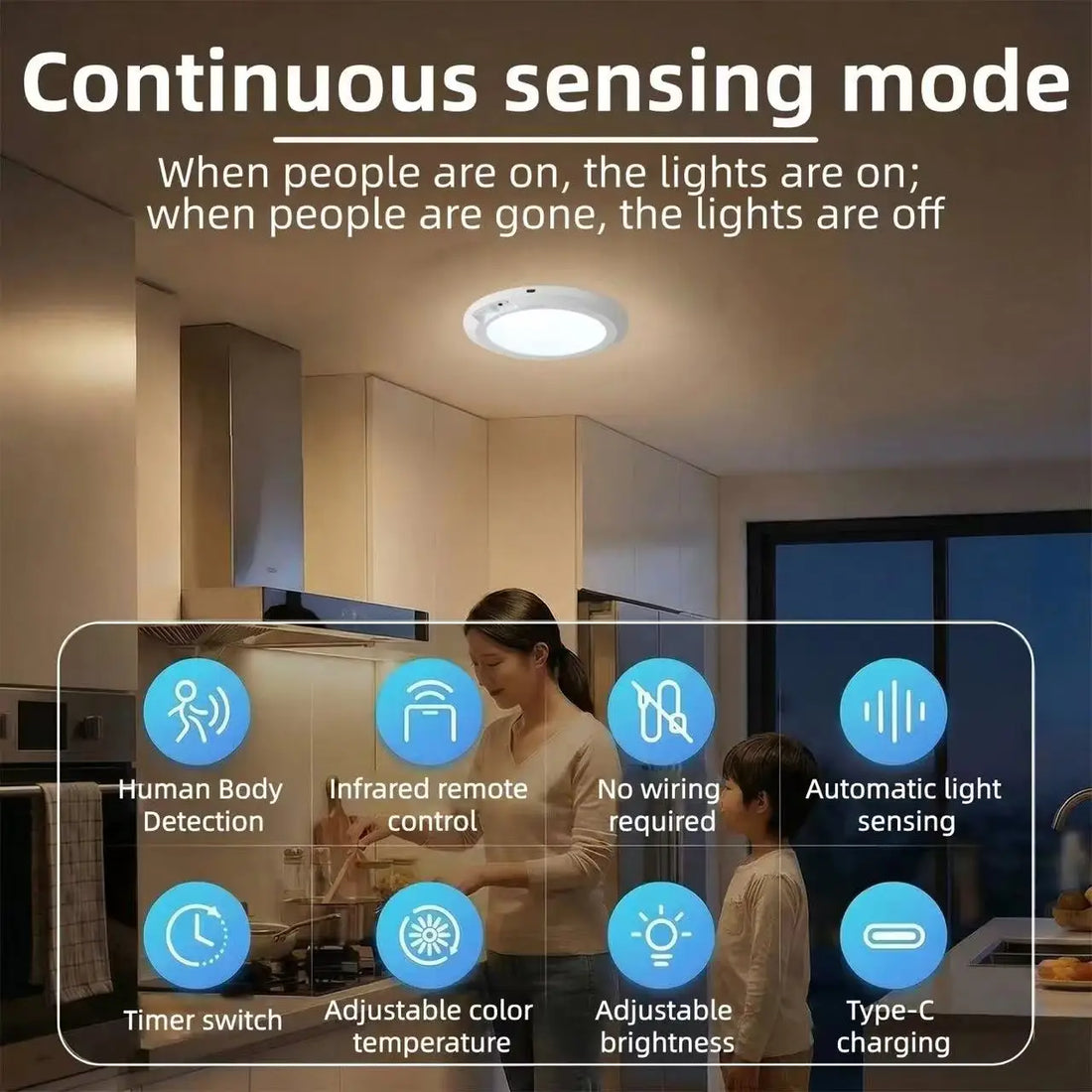 USB-C Rechargeable Magnetic Ceiling Light with Remote, 4000 mAh