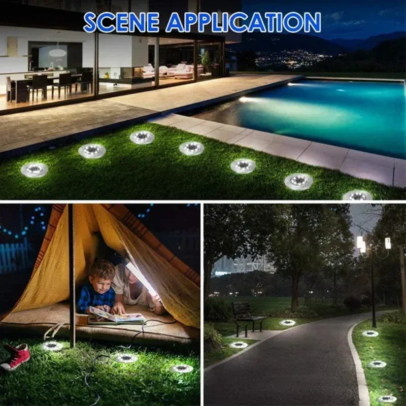 Solar Disk Ground Lights, In-Ground Pathway Lights, 4 or 8 Pack