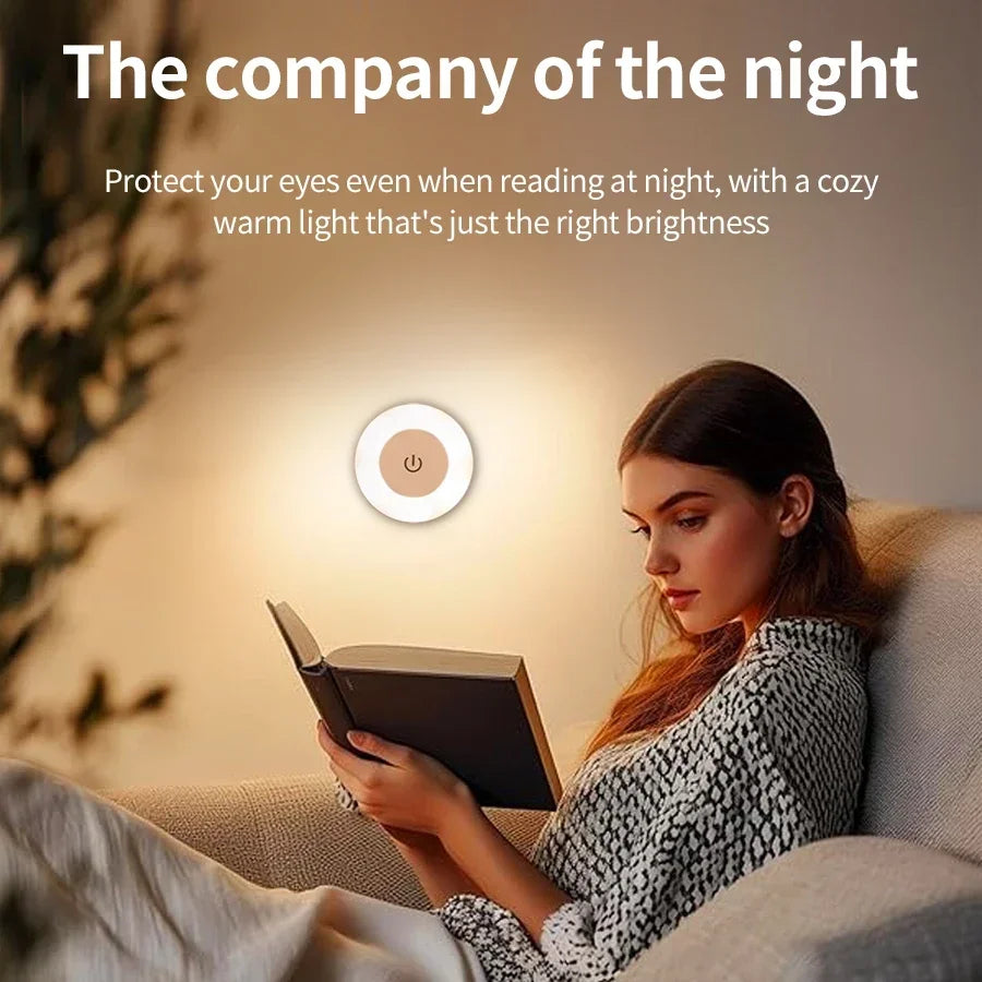 Round Rechargeable Wall Lamp, Touch Dimmable, Magnetic