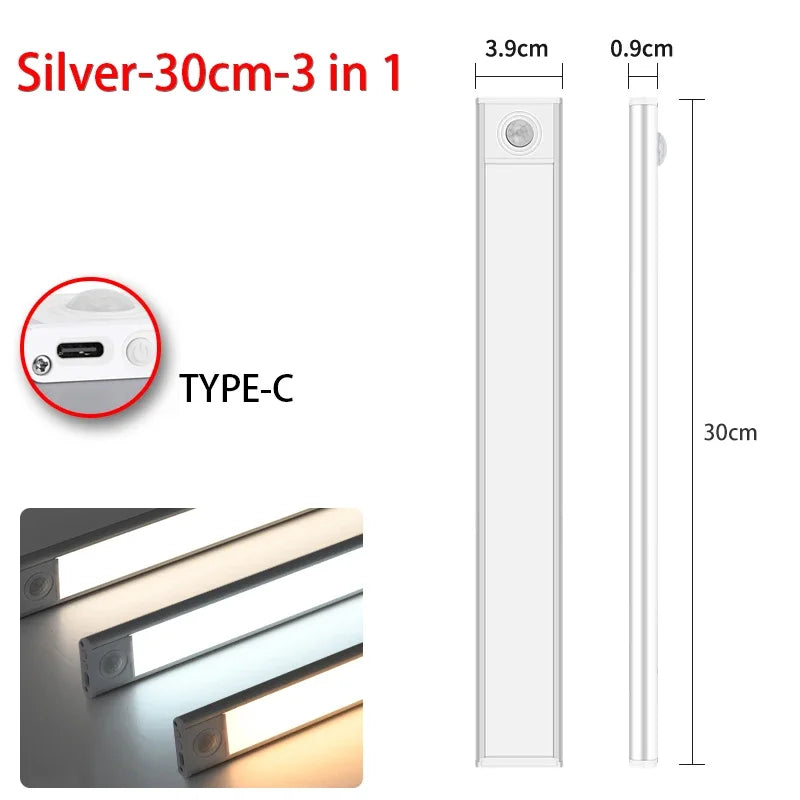 Rechargeable Under Cabinet Light with Motion Sensor, 3 Light Colors