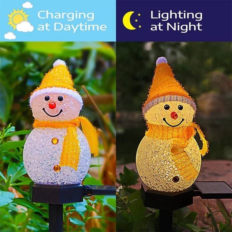 Solar Snowman Christmas Stake Light for Yard and Pathway