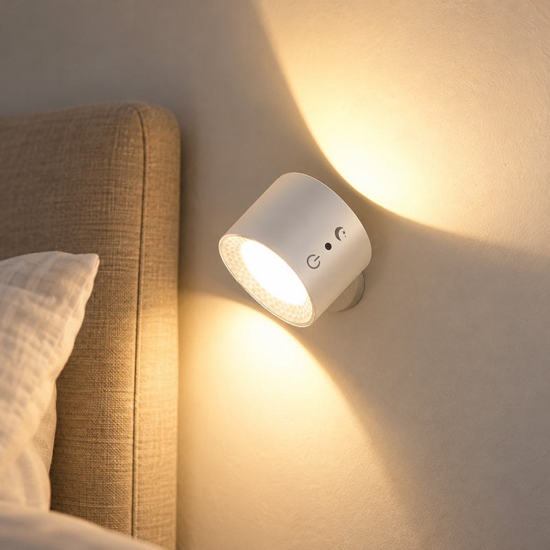 Double Head Rechargeable Wall Reading Light, Touch and Remote, 360° Rotating