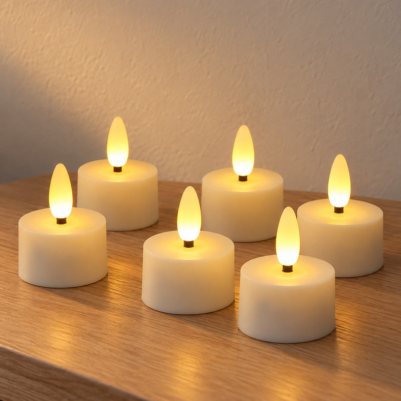 Rechargeable LED Tea Light Candles with Remote and Timer, Set of 12