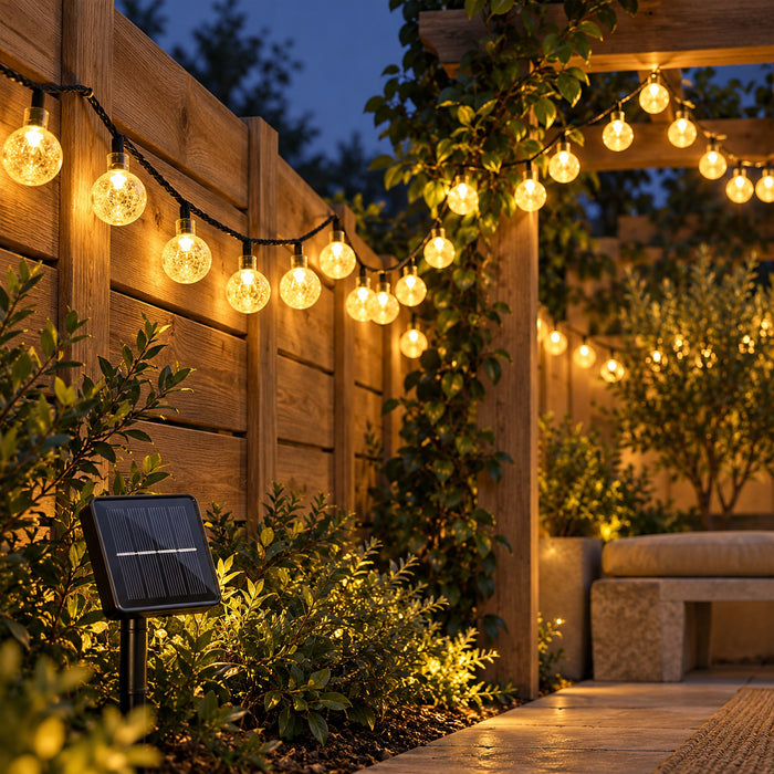 Solar Crystal Globe String Lights, 11 m, 60 LEDs, 8 Modes
