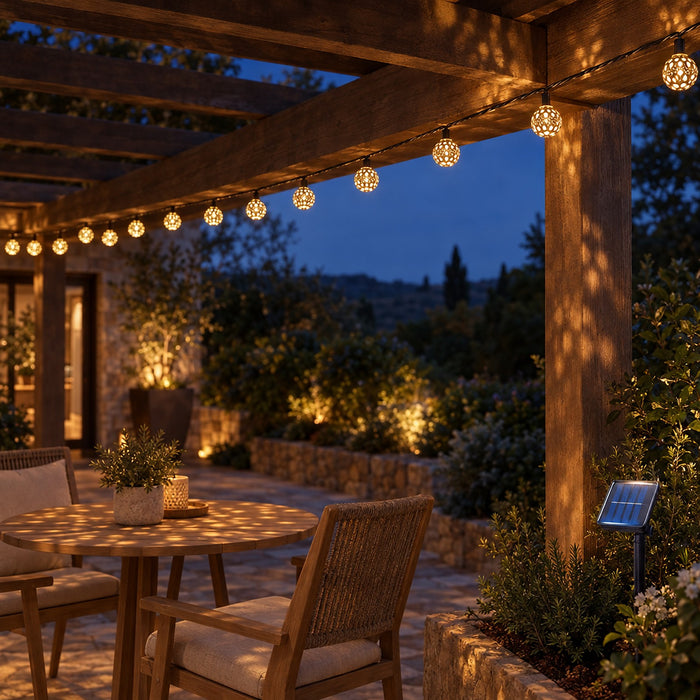 Solar Moroccan Ball String Lights, 8 Modes, IP65