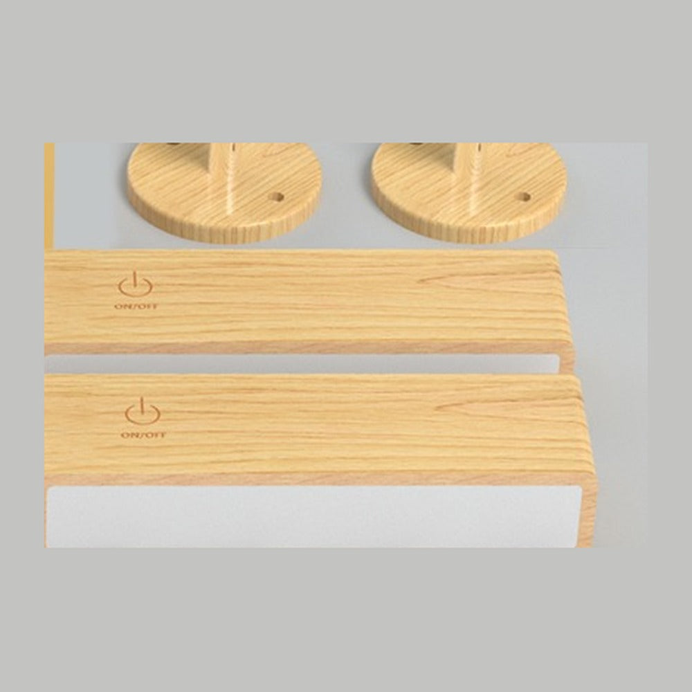 Solid Wood Rechargeable Wall Sconces, Set of 2, Touch Dimmable