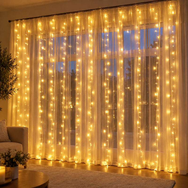 USB Window Curtain Fairy Lights with Remote, 3 m Wide